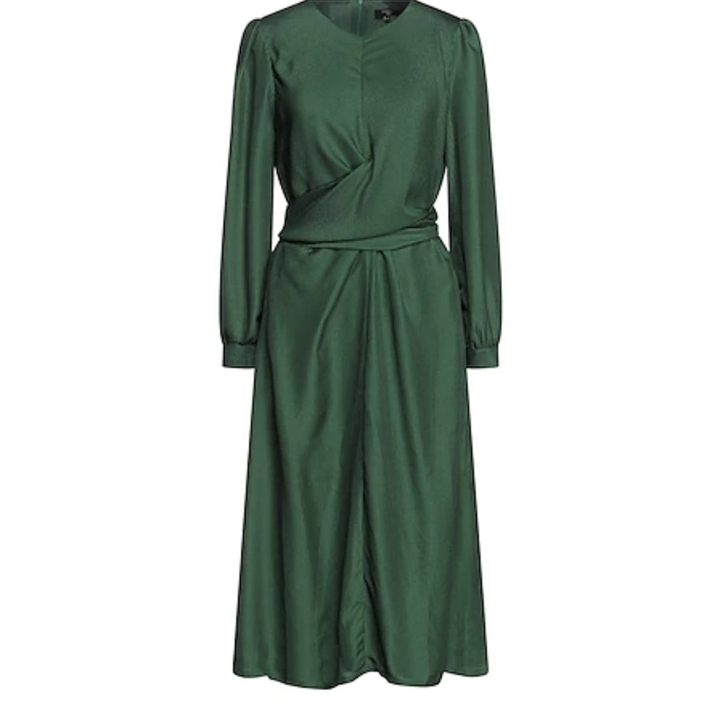FRNCH NEW Abelie Emerald Green Faux Wrap Midi Dress